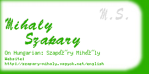 mihaly szapary business card